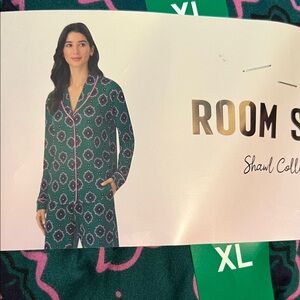 Room Service Teal and Pink Patterned Pajama Set
